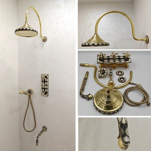 Handcrafted Inlaid Brass Shower System