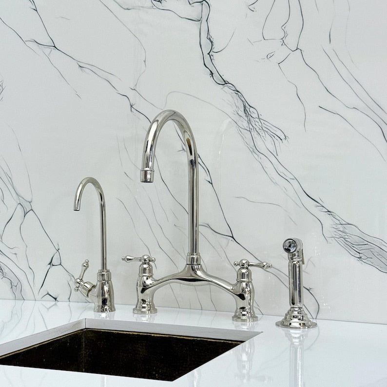 Polished Nickel Bridge Kitchen Faucet