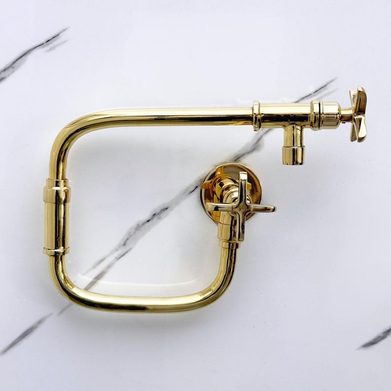 Polished Brass Wall Mount Pot Filler Faucet