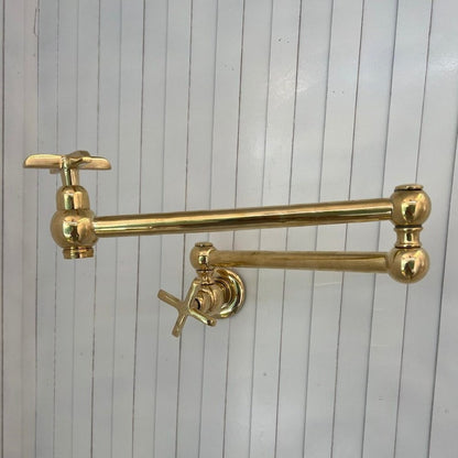 Unlacquered Brass Wall Mounted Pot Filler Faucet