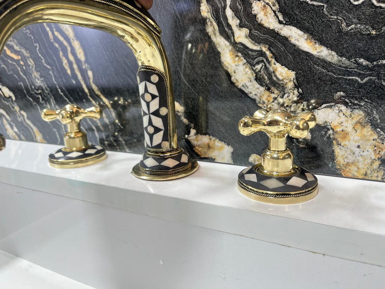 Moroccan Mosaic Brass Bridge Faucet