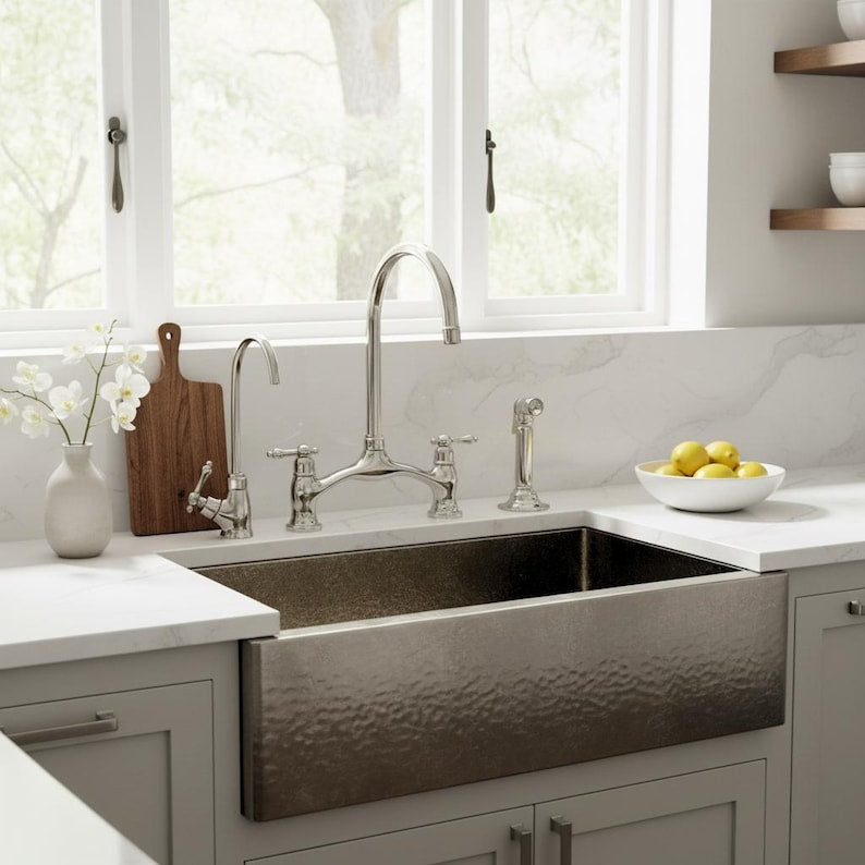 Polished Nickel Bridge Kitchen Faucet