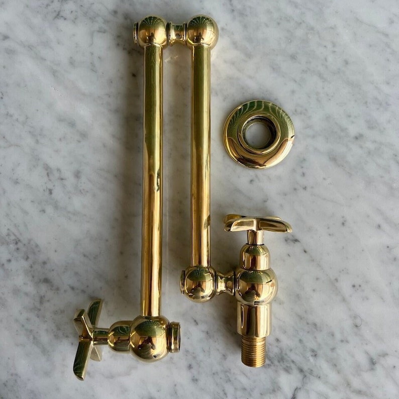 Unlacquered Brass Wall Mounted Pot Filler Faucet