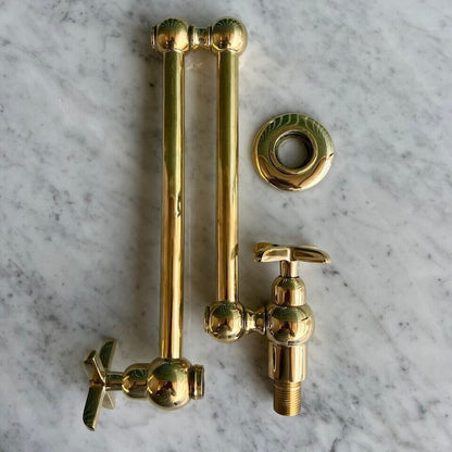 Unlacquered Brass Wall Mounted Pot Filler Faucet