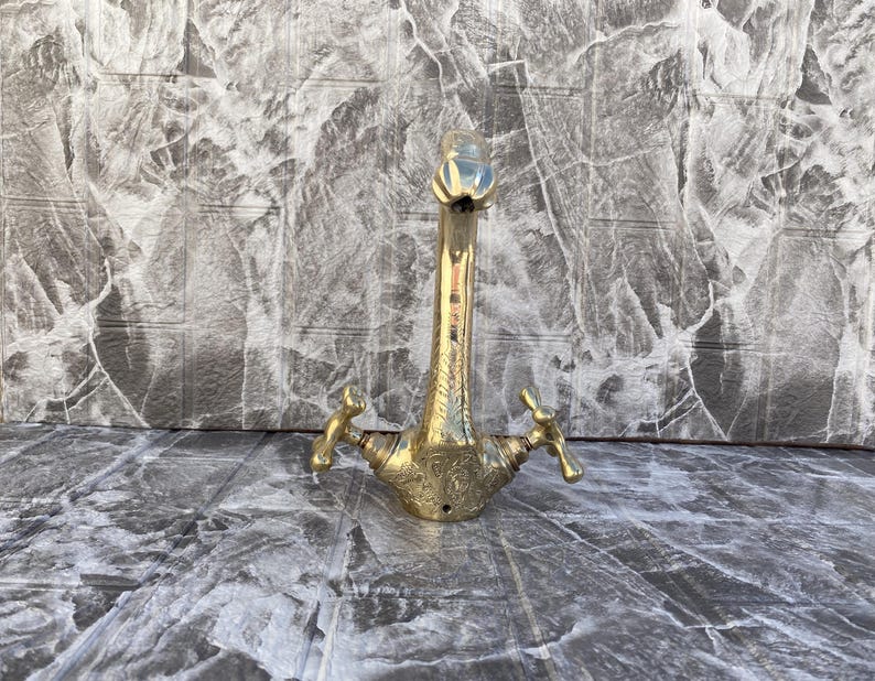 Engraved Brass Gooseneck Faucet