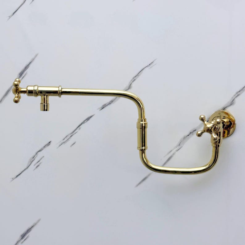 Polished Brass Wall Mount Pot Filler Faucet