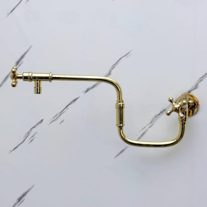 Polished Brass Wall Mount Pot Filler Faucet