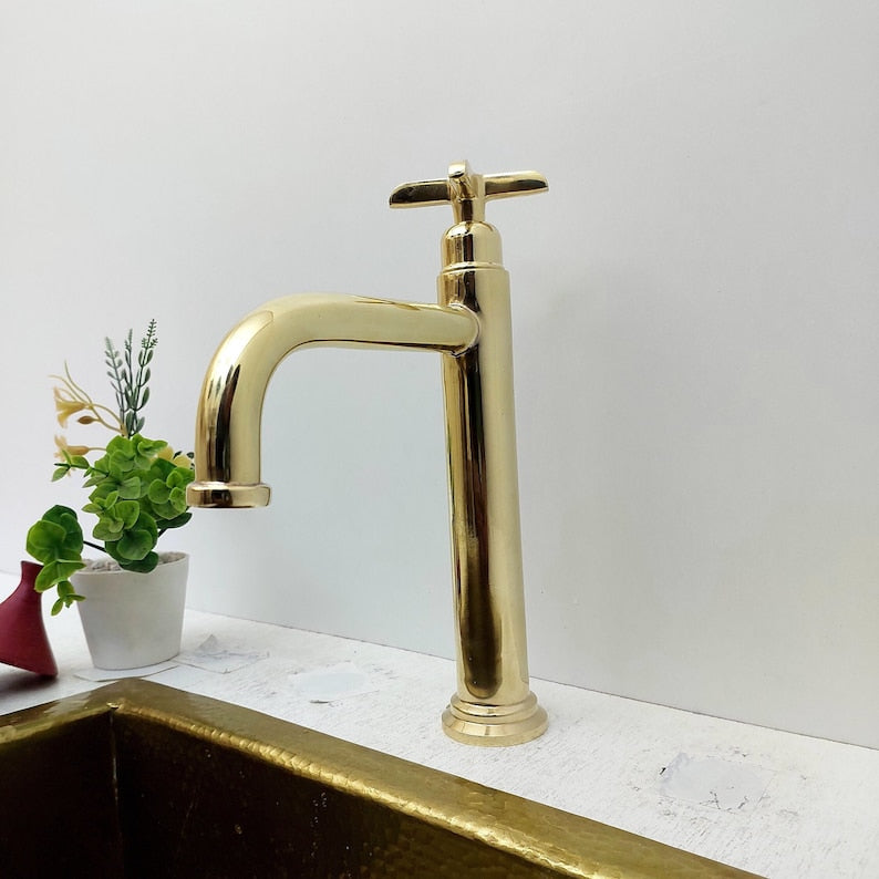 Tall Polished Brass Faucet