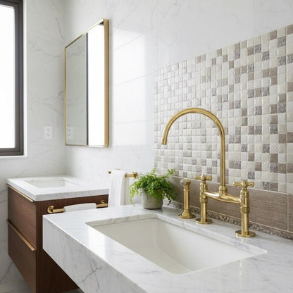 Luxury Solid Brass Bridge Kitchen Faucet