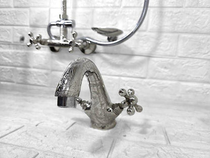 Engraved Chrome Bathroom Faucet