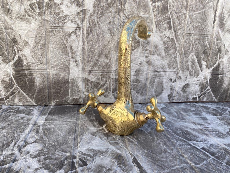 Engraved Brass Gooseneck Faucet