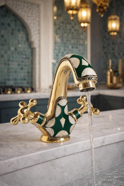 Green Moroccan Mosaic Brass Faucet