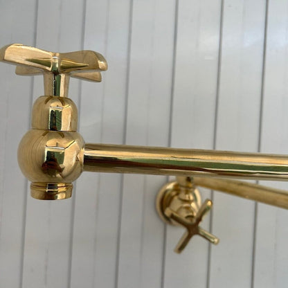 Unlacquered Brass Wall Mounted Pot Filler Faucet