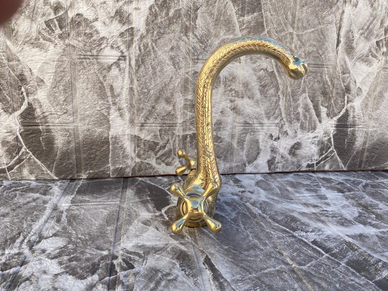 Engraved Brass Gooseneck Faucet