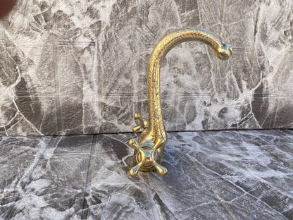 Engraved Brass Gooseneck Faucet