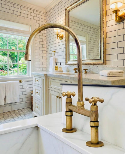Luxury Solid Brass Bridge Kitchen Faucet
