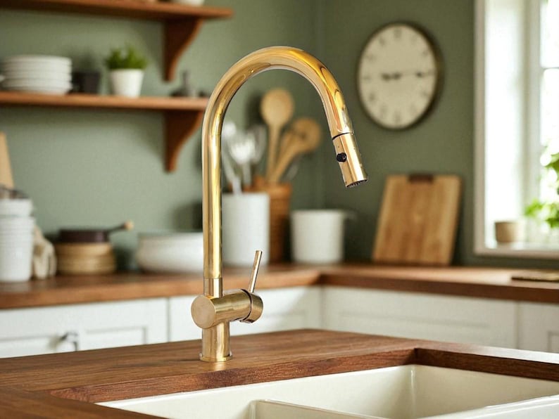 Pull-Down Brass Kitchen Faucet