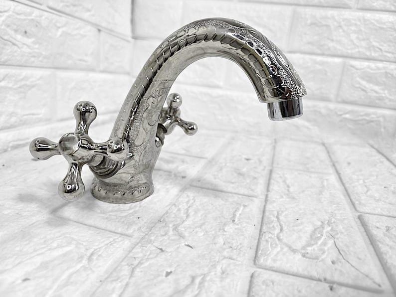 Engraved Chrome Bathroom Faucet