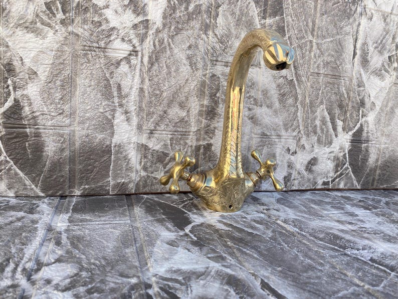 Engraved Brass Gooseneck Faucet