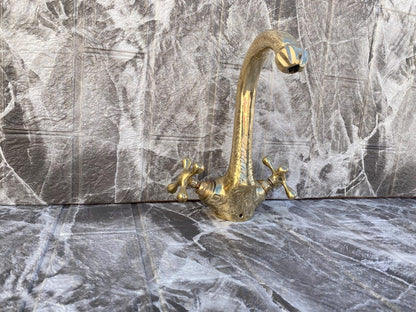 Engraved Brass Gooseneck Faucet