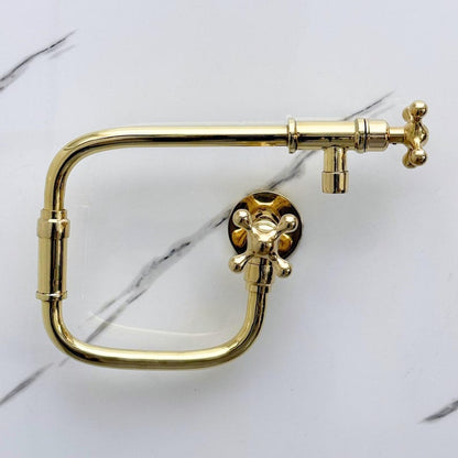Polished Brass Wall Mount Pot Filler Faucet