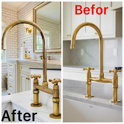 Luxury Solid Brass Bridge Kitchen Faucet