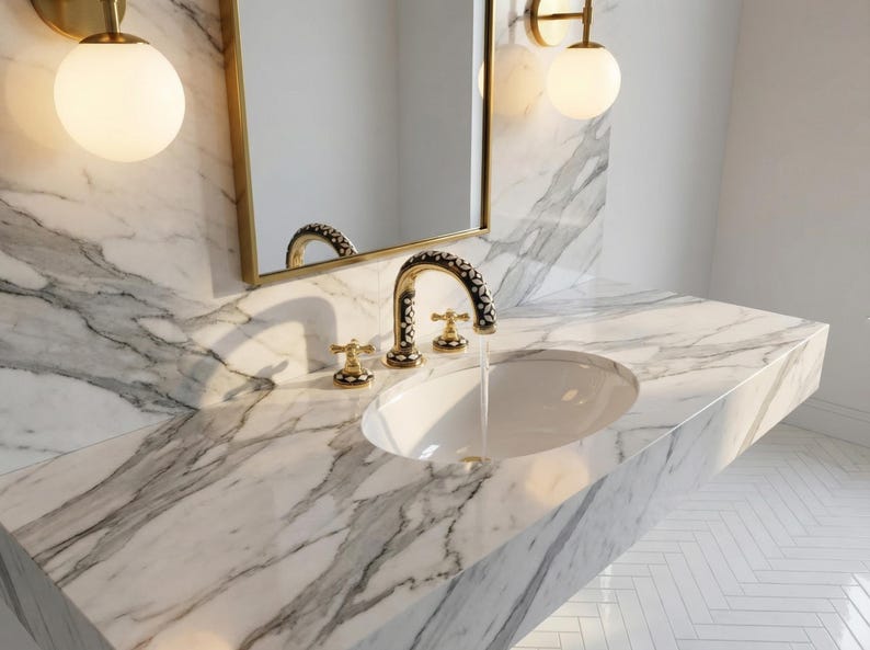 Moroccan Mosaic Brass Bridge Faucet