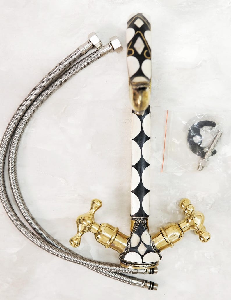 Black & White Moroccan Mosaic Brass Faucet