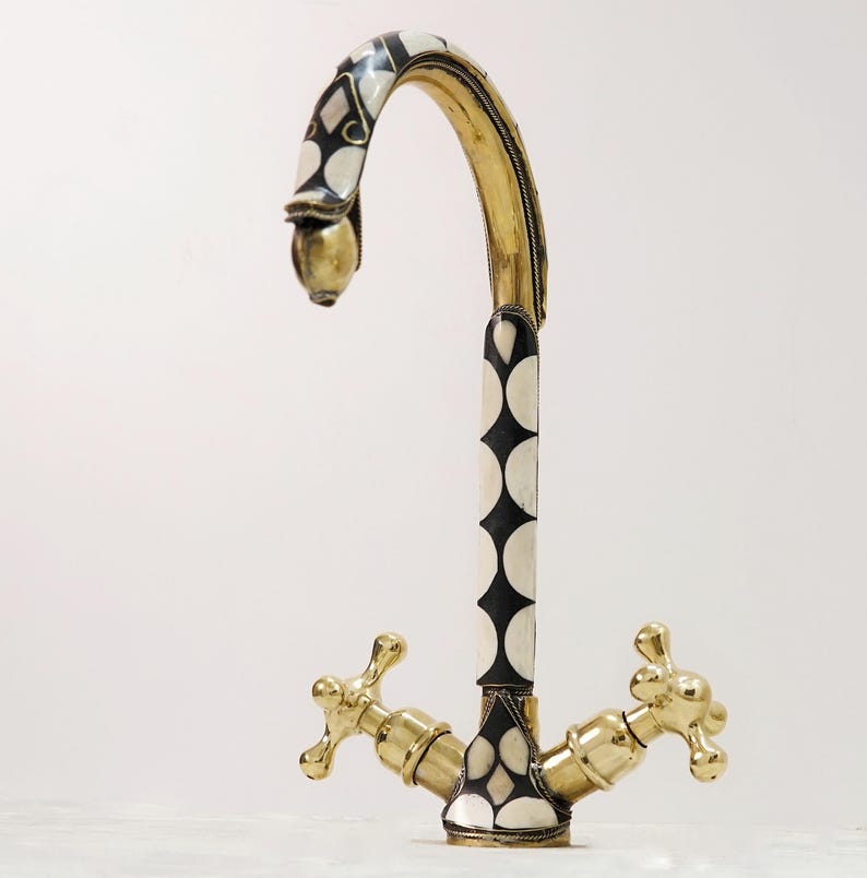 Black & White Moroccan Mosaic Brass Faucet