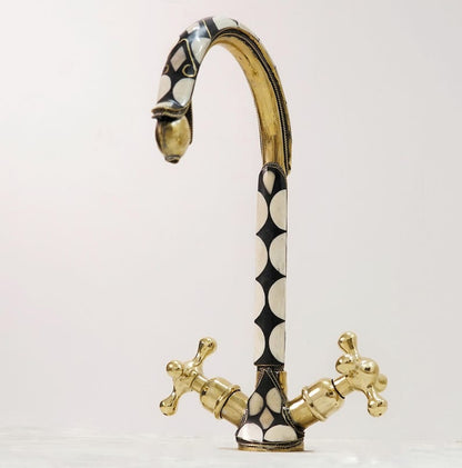 Black & White Moroccan Mosaic Brass Faucet