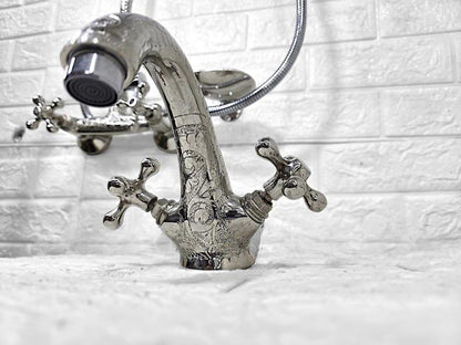 Engraved Chrome Bathroom Faucet