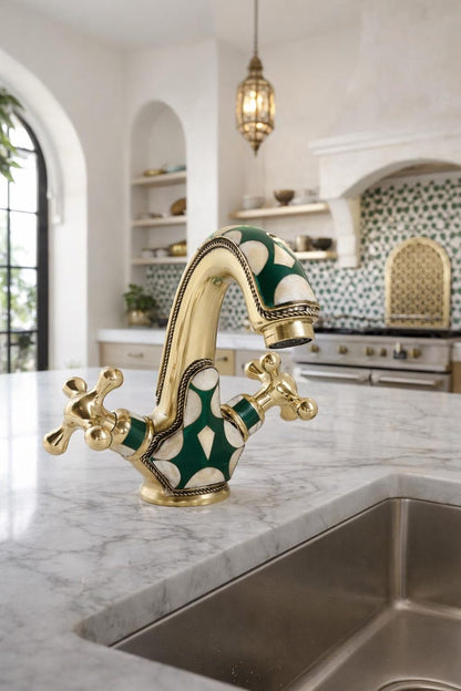 Green Moroccan Mosaic Brass Faucet