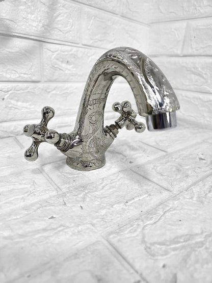 Engraved Chrome Bathroom Faucet