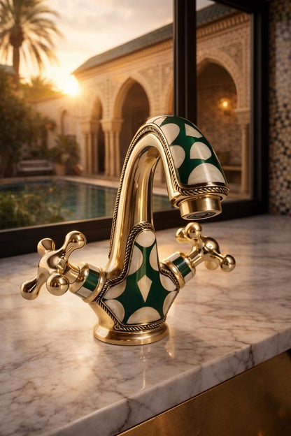 Green Moroccan Mosaic Brass Faucet