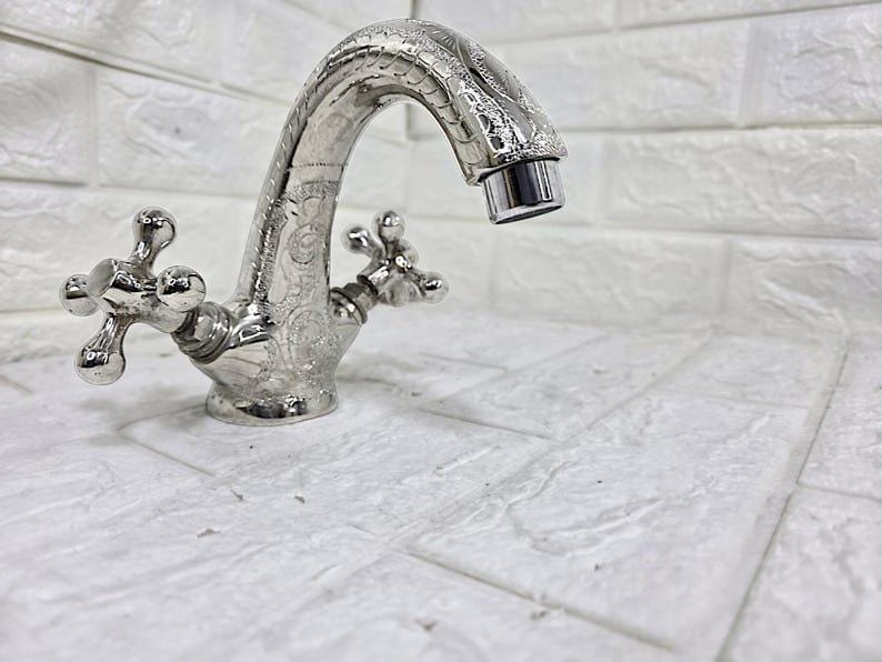 Engraved Chrome Bathroom Faucet