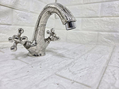 Engraved Chrome Bathroom Faucet