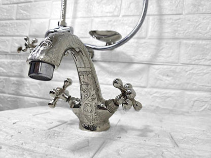 Engraved Chrome Bathroom Faucet