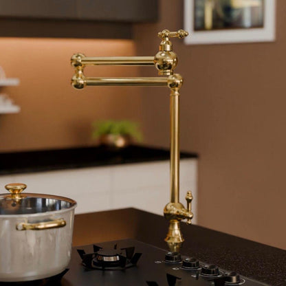 Deck Mounted Unlacquered Brass Pot Filler Faucet