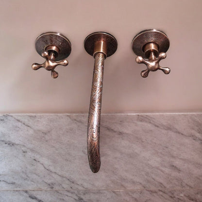 Intricately Hand-Engraved Wall-Mount Faucet