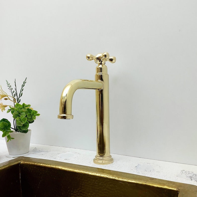 Tall Polished Brass Faucet