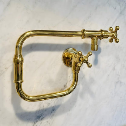 Polished Brass Wall Mount Pot Filler Faucet