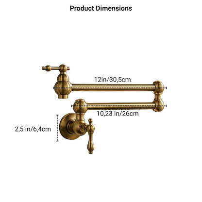 Vintage Unlacquered Brass Wall Pot Filler Faucet