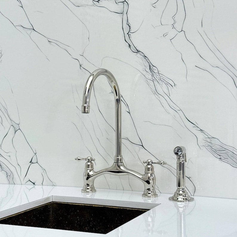 Polished Nickel Bridge Kitchen Faucet