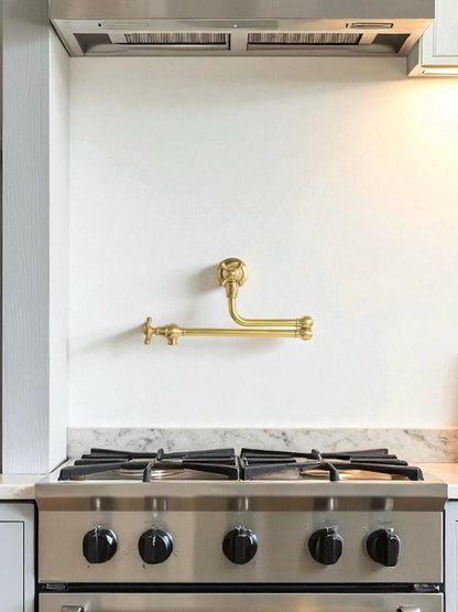 Unlacquered Brass Wall Mounted Pot Filler Faucet