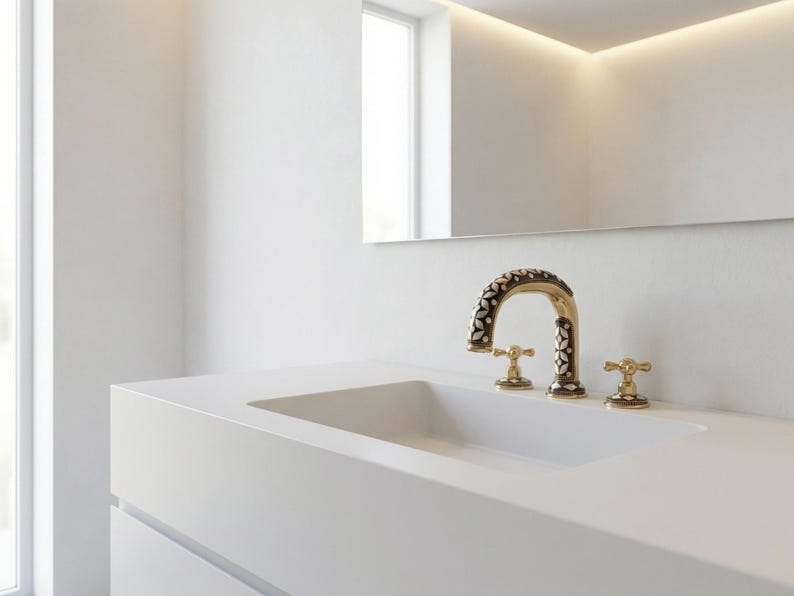 Moroccan Mosaic Brass Bridge Faucet