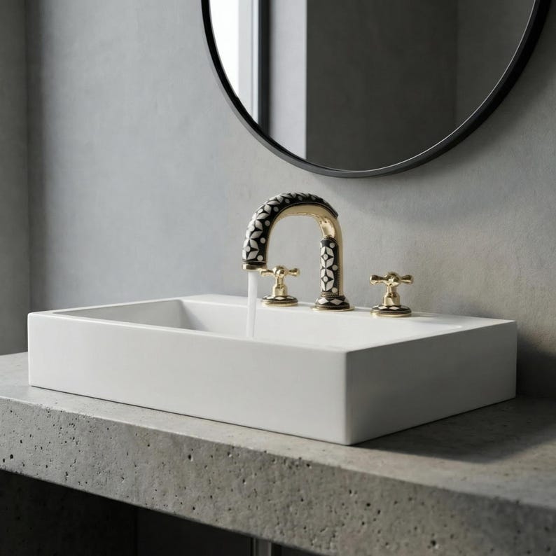 Moroccan Mosaic Brass Bridge Faucet