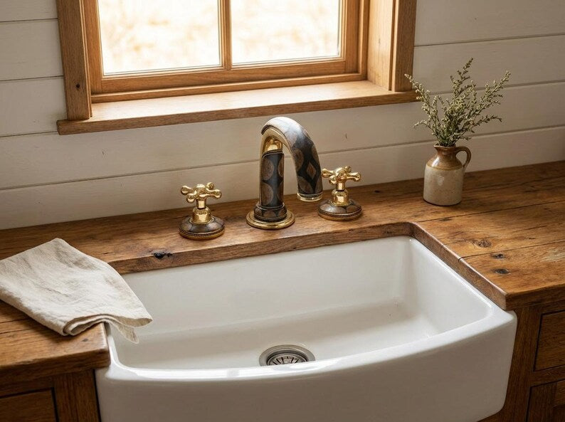 Moroccan Mosaic Brass Widespread Faucet