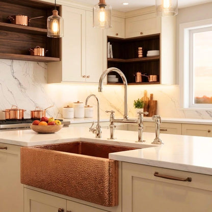 Luxury Polished Nickel Bridge Kitchen Faucet