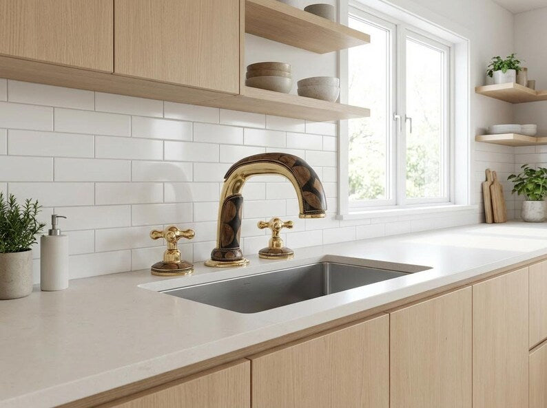 Moroccan Mosaic Brass Widespread Faucet