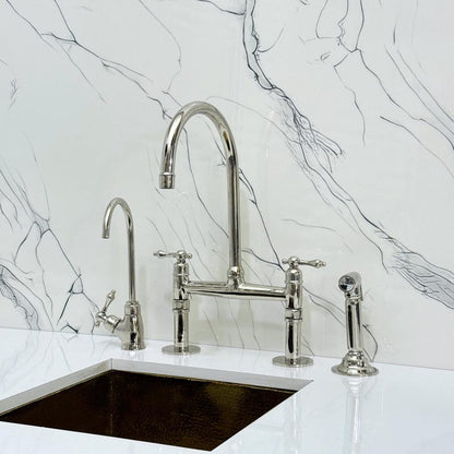 Luxury Polished Nickel Bridge Kitchen Faucet